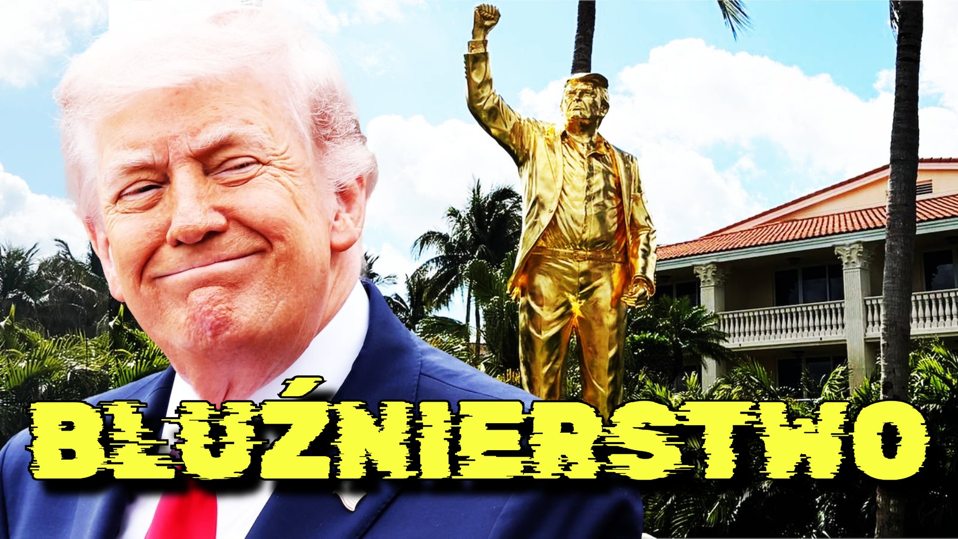 Złota statua Króla Donalda Trumpa.