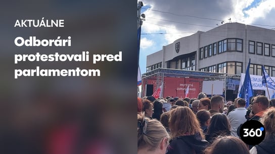 Protestujúci odborári: 